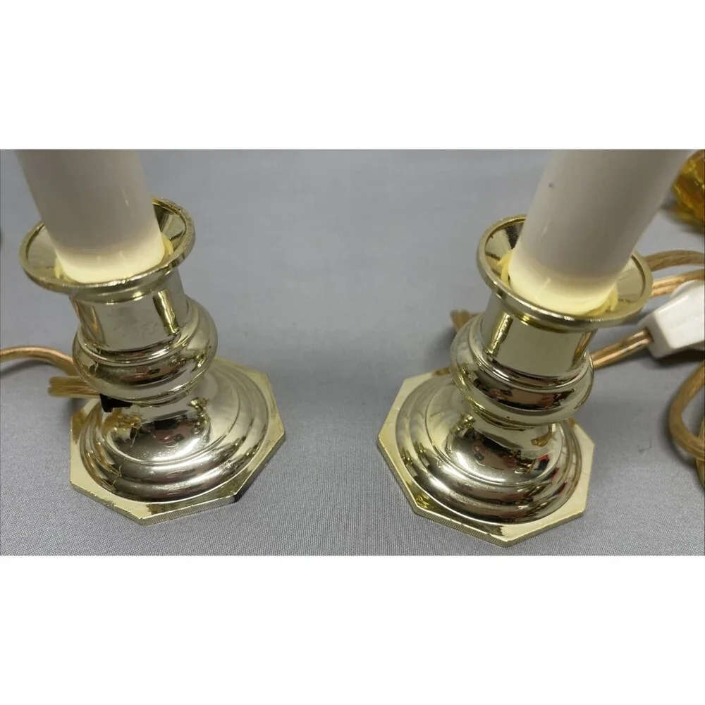 2 Vintage Electric Christmas Window Candles Lights Brass Finish Tested! Working!
